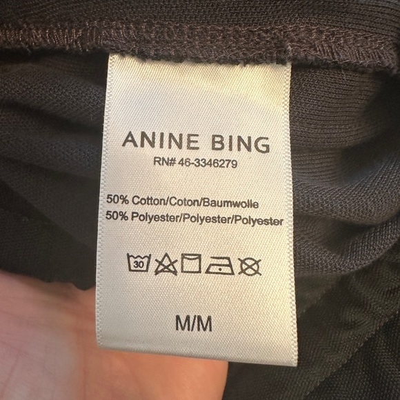 ANINE BING Size Medium Nico Track Pants Black With Red White Stripe $149 MSRP - Picture 5 of 11